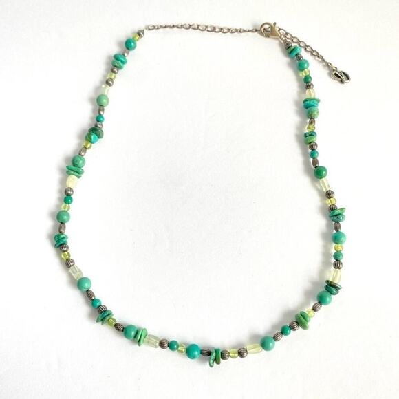 Carolyn Pollack Turquoise Nugget Necklace Gemstone Bead Sterling Silver 16” 20” - Picture 3 of 8